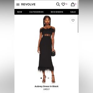Likely Aubrey Dress Black feather excellent used condition $428